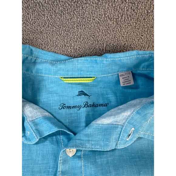Tommy Bahama 100% Linen Shirt Mens Size XXL Collared Long Sleeve Blue Resort - Picture 3 of 7
